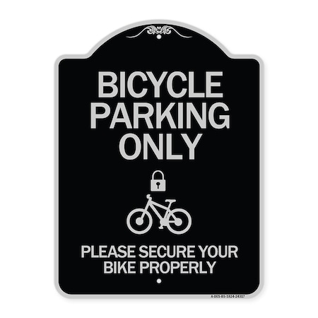 Signmission Bicycle Parking Please Secure Your Bike Properly Heavy-Gauge Aluminum Sign, 24" x 18", BS-1824-24317 A-DES-BS-1824-24317